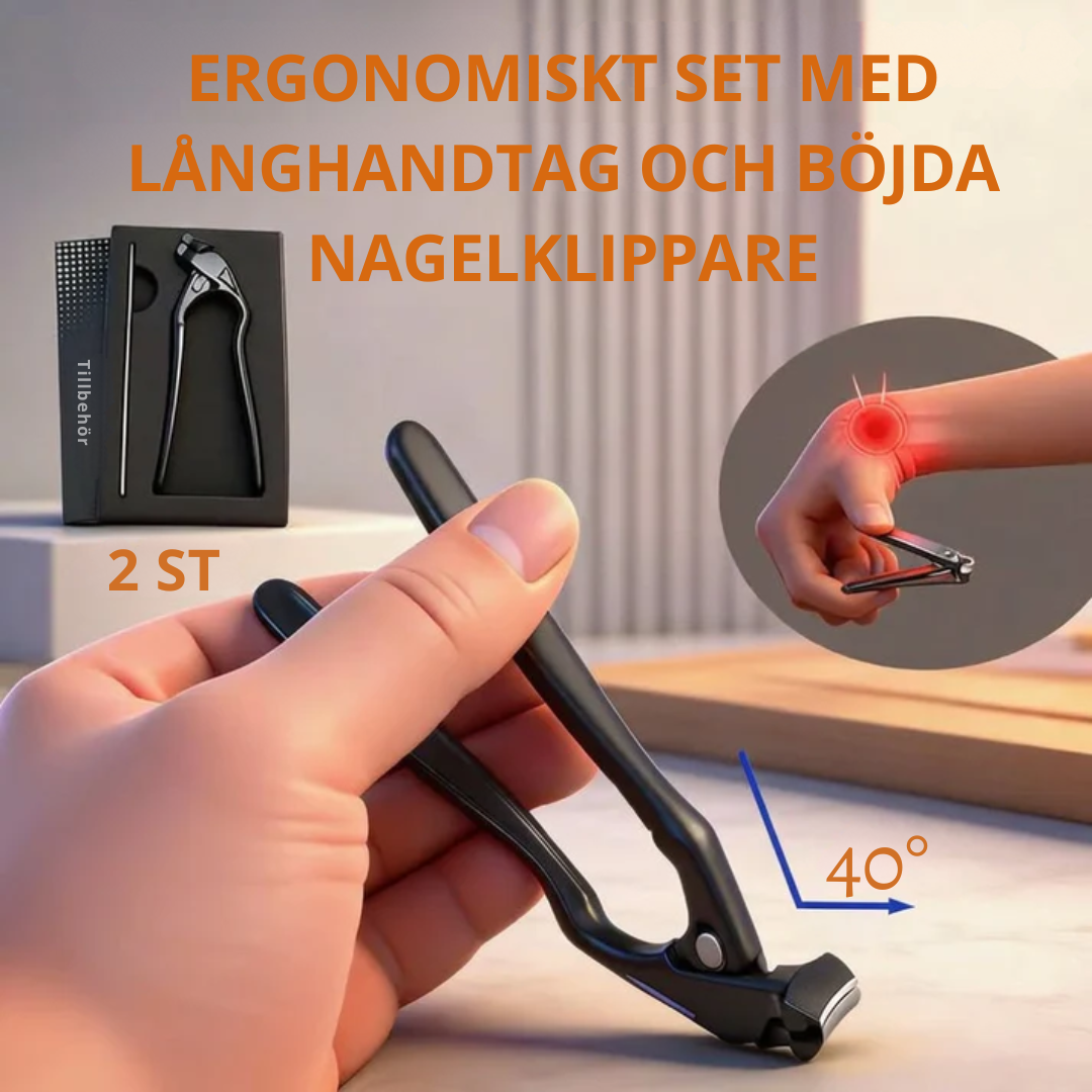 ErgoKlipp™ – Ergonomisk böjd nagelsax för tjocka naglar, inväxta naglar och enkel klippning