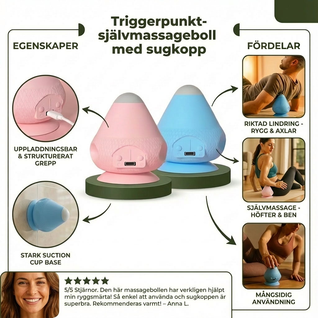 KnutFri - Självmassageboll med sugpropp, blå variant