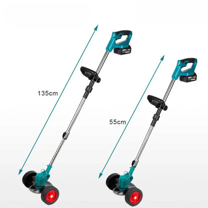 GräsKraft™ | Trådlös & Hopfällbar Grästrimmer 21V – Justerbar Höjd, Hjul & 3 Bladtyper