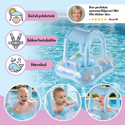 SolFlyt™ | Baby pool float med soltak och havsmotiv