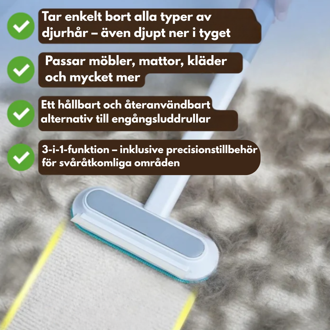 PälsRent™ Pro | 3-i-1 Djurhårsborttagare
