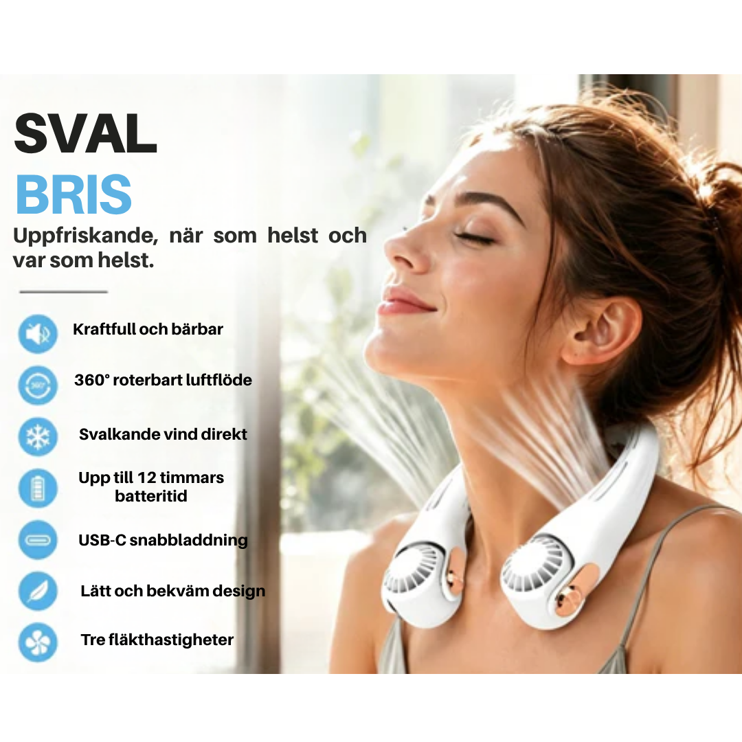 SvalAir™ – Bärbar nackfläkt med 360° luftflöde och 12 timmars batteritid